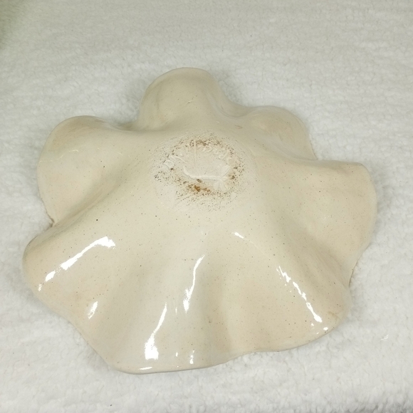 Hand Spun Pottery Bowl Raised Flower Design by D.K. Mc Bride Pottery - Picture 4 of 9